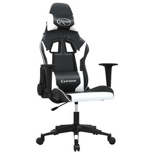 vidaXL Gaming-Stuhl mit Massagefunktion Schwarz und Wei&szlig; Kunstleder