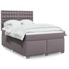 vidaXL Boxspringbett mit Matratze Grau 140x190 cm Kunstleder