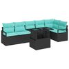 vidaXL Gartensofa-set mit Speicher 7 pcs Schwarz und Blau Poly-Rattan