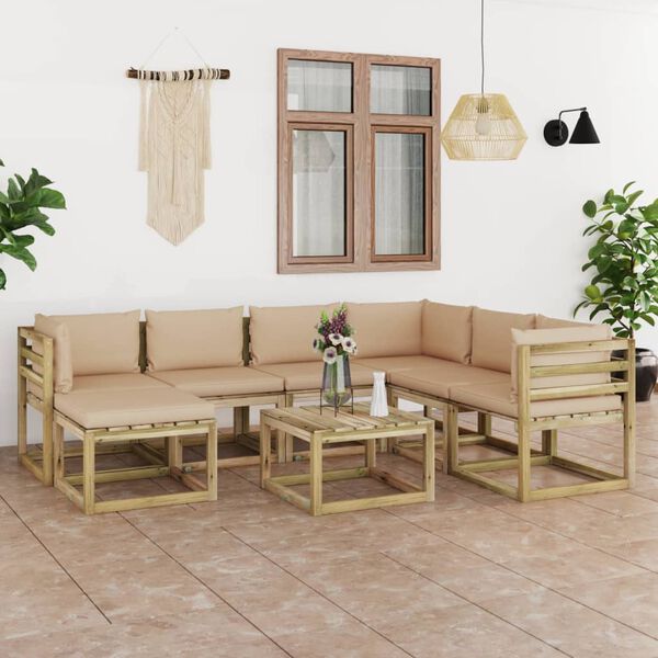 vidaXL 8-tlg. Garten-Lounge-Set mit Kissen Impr&auml;gniertes Kiefernholz