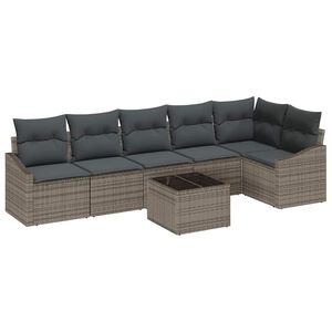 vidaXL Gartensofa-set mit Kissen 7 pcs Hellgrau Poly-Rattan
