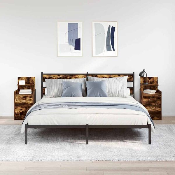 vidaXL Nachttische mit 2 Schubladen 2 Stk. R&auml;uchereiche 38x34x80 cm