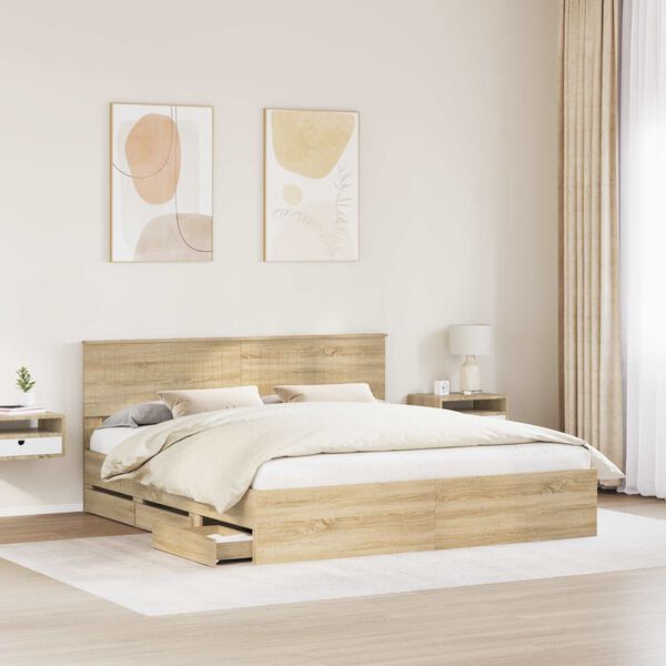 vidaXL Bettrahmen Sonoma-Eiche 180 x 200 cm Ingenieurs Holz