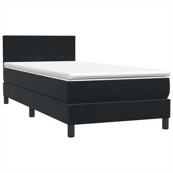 vidaXL Boxspringbett mit Matratze Schwarz 80x220 cm Samt