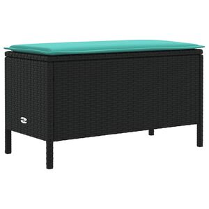 vidaXL Garten-Fu&szlig;hocker Schwarz und T&uuml;rkis 80 x 38 x 42 cm PE-Rattan