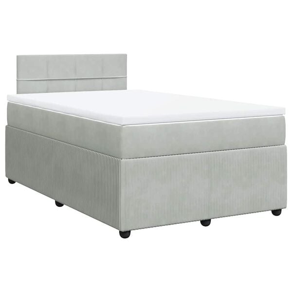 vidaXL Boxspringbett mit Matratze Hellgrau 120x200 cm Samt