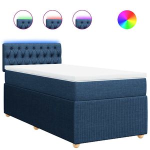 vidaXL Boxspringbett mit Matratze Blau 80x200 cm Stoff