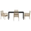 vidaXL Garten Essgruppe mit Kissen 5 pcs Beige Poly-Rattan