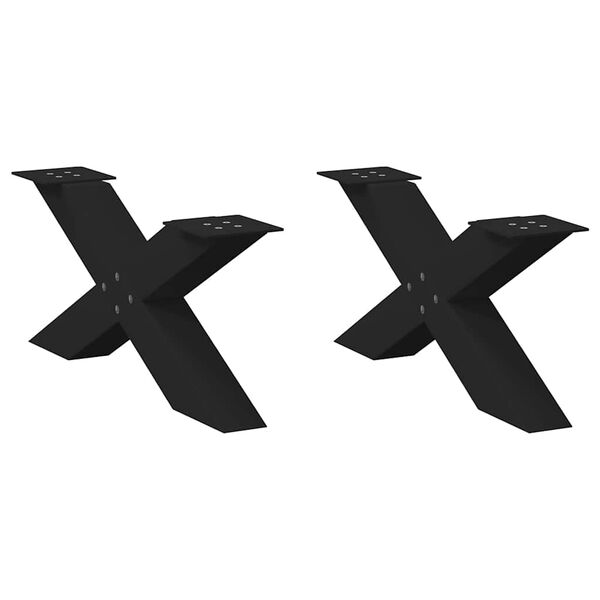 vidaXL Couchtischbeine X-Form 2 Stk. Schwarz 70x(30-31) cm Stahl