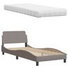 vidaXL Bett mit Matratze Taupe 90x200 cm Stoff