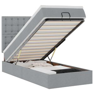 vidaXL Ottomane Bett mit Matratze & LEDs Hellgrau 80x200 cm Stoff