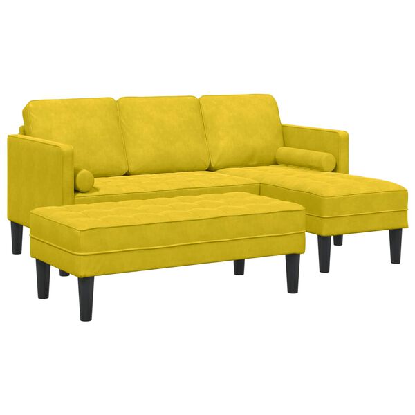 vidaXL Sofa Set mit Kissen 2 pcs Gelb Polyester