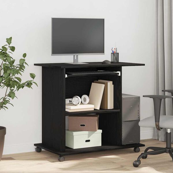 vidaXL Computertisch Eiche schwarz 80x50x75 cm Holzwerkstoff