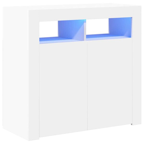 vidaXL Sideboard mit LED-Leuchten Wei&szlig; 80x35x75 cm