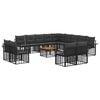 vidaXL Outdoor-Sofagarnitur 14 Stk. Schwarz und Dunkelgrau Polyester
