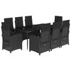 vidaXL 9-tlg. Garten-Essgruppe mit Kissen Schwarz Poly Rattan