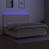 vidaXL Boxspringbett mit Matratze & LED Creme 200x200 cm Stoff