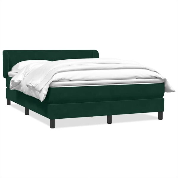 vidaXL Boxspringbett mit Matratze Dunkelgr&uuml;n 160x220 cm Samt