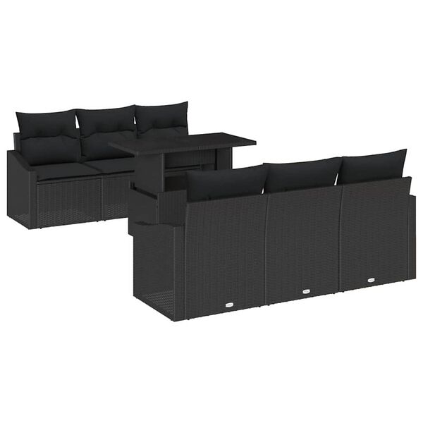 vidaXL Gartensofa-set mit Speicher 7 pcs Schwarz Poly-Rattan