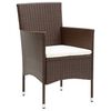 vidaXL 3-tlg. Bistro-Set Poly-Rattan und Hartglas Braun