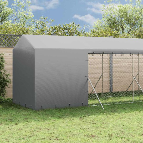 vidaXL Outdoor-Hundezwinger mit Dach Silbern 2x14x2,5 m Stahl Verzinkt