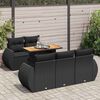 vidaXL 6-tlg. Garten-Sofagarnitur mit Kissen Schwarz Poly Rattan