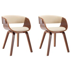 vidaXL Esszimmerst&uuml;hle 2 Stk. Creme Bugholz und Kunstleder