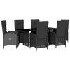 vidaXL 7-tlg. Garten-Essgruppe mit Kissen Schwarz Poly Rattan