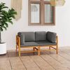 vidaXL 2-Sitzer-Gartensofa mit Grauen Kissen Massivholz Teak