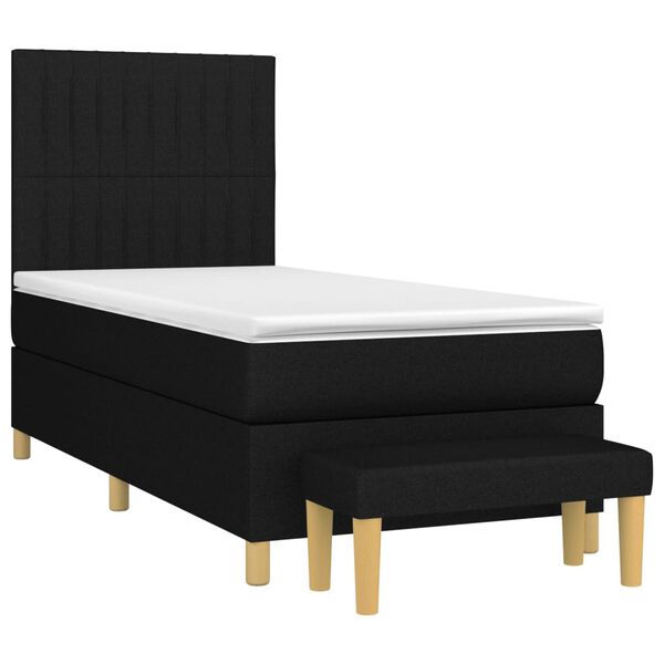 vidaXL Boxspringbett mit Matratze Schwarz 90x200 cm Stoff