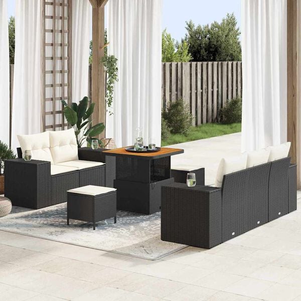 vidaXL Gartensofa-set 8 pcs Schwarz Poly-Rattan
