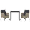 vidaXL Garten Essgruppe mit Kissen 3 pcs Hellgrau Poly-Rattan