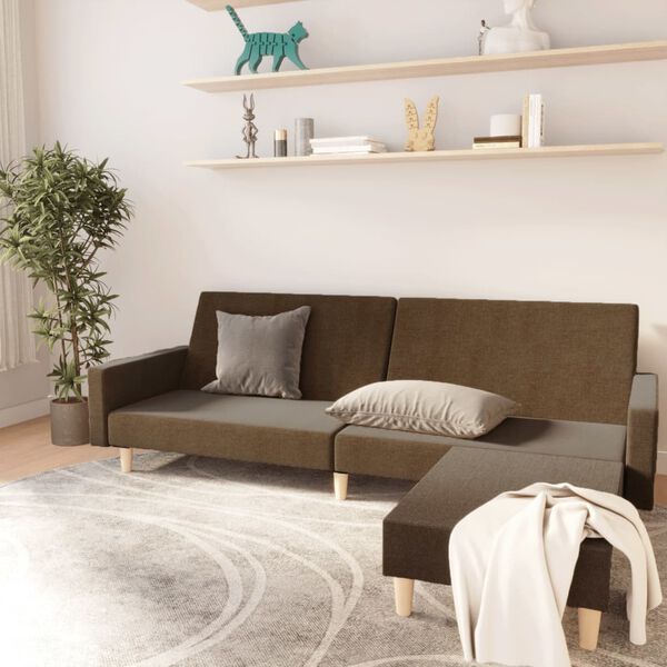 vidaXL Schlafsofa 2-Sitzer mit Fu&szlig;hocker Braun Stoff
