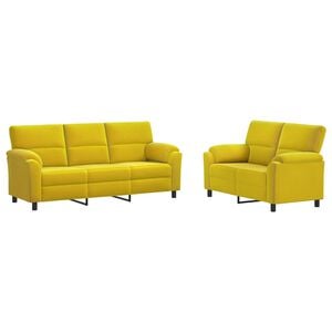 vidaXL Sofa-Set 2 stk. 5-Sitzer Gelb 214 x 85 x 93 cm Samt