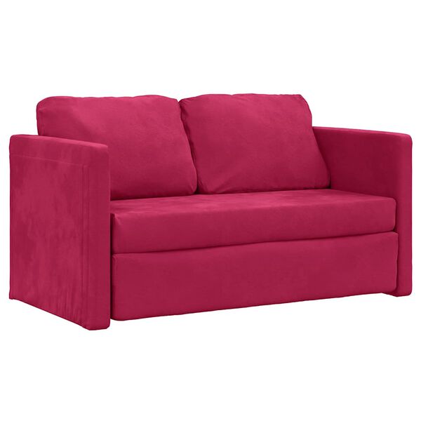 vidaXL Bodensofa mit Schlaffunktion Weinrot 122x204x55 cm Samt