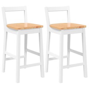 vidaXL Barhocker 2 Stk. Wei&szlig; Massivholz Gummibaum
