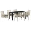 vidaXL Garten Essgruppe 7 Stk. Hellgrau Poly-Rattan