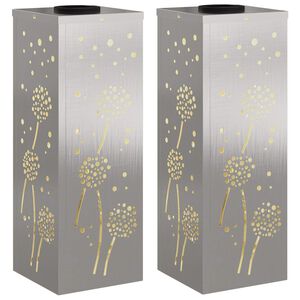 vidaXL Solar LED Weg Licht 2 pcs Silber Edelstahl