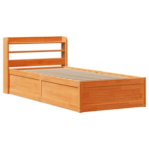 vidaXL Massivholzbett mit Kopfteil Wachsbraun 75x190 cm Kiefer