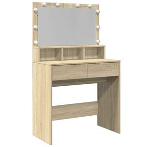 vidaXL Schminktisch mit LED-Beleuchtung Sonoma-Eiche 80x41x134,5 cm