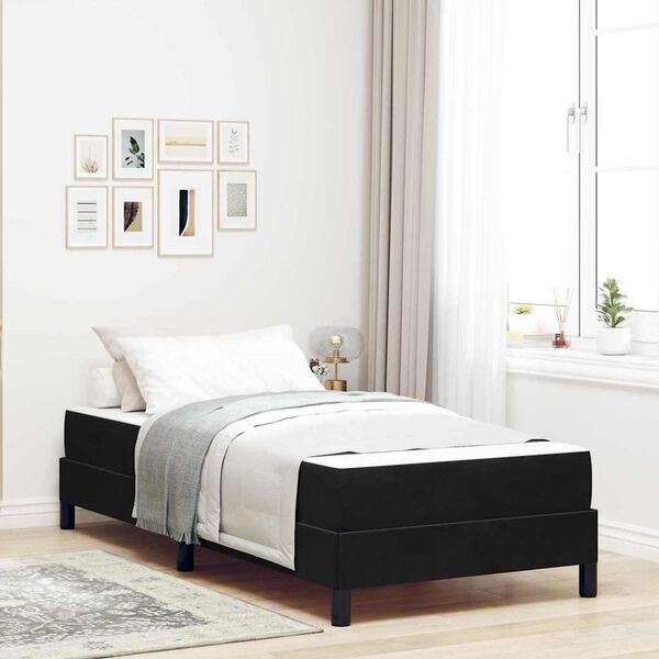 vidaXL Boxspringbett mit Matratze Schwarz 90 x 210 cm Stoff