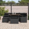 vidaXL Garten-Sofa-Set mit Kissen 7 pcs Schwarz