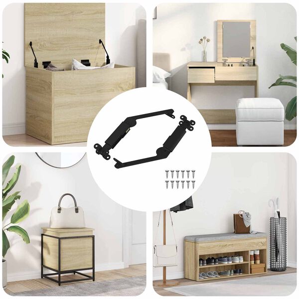 vidaXL Deckelst&uuml;tzscharnier 2 pcs Schwarz 192 x 32 x 50 mm Stahl