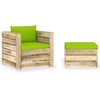 vidaXL 2-tlg. Garten-Lounge-Set mit Kissen Gr&uuml;n Impr&auml;gniertes Holz