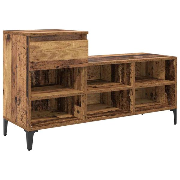vidaXL Schuhschrank mit Regal Altholz 102 x 36 x 60 cm Holzwerkstoff