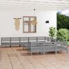 vidaXL 12-tlg. Garten-Lounge-Set Grau Massivholz Kiefer