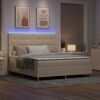 vidaXL LED Boxspringbett mit Matratze Creme 180 x 200 cm Stoff
