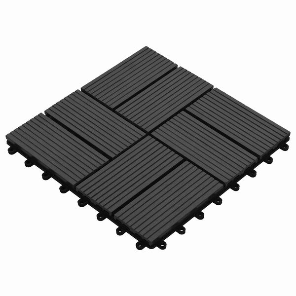 vidaXL Terrassenfliese 11 pcs Schwarz 30 x 30 cm WPC