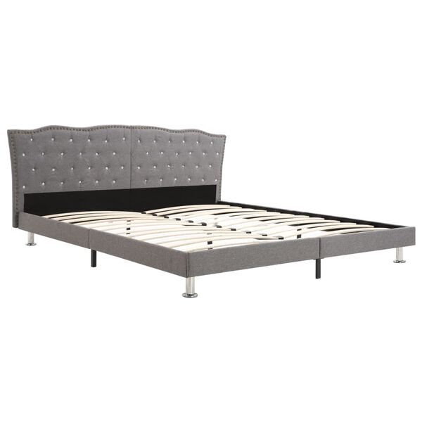 vidaXL Bett mit Matratze Hellgrau Stoff 180 x 200 cm