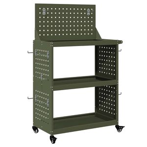 vidaXL Werkzeugwagen Olivgr&uuml;n 65 x 35 x 111 cm Kaltgewalzter Stahl
